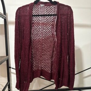 Women's Burgundy Open Knit Sweater